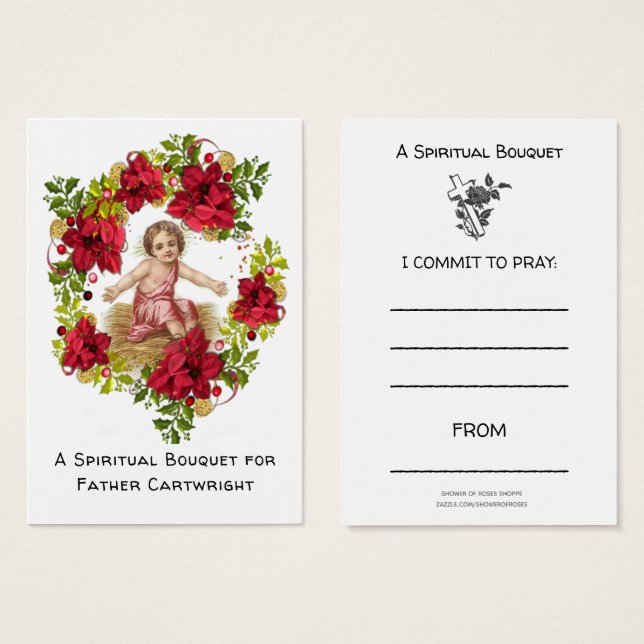 Cartão de Oração Espiritual para Buquês de Natal p (Frente & Verso)