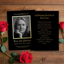 Cartão de Oração Fotográfica Funeral Personalizado