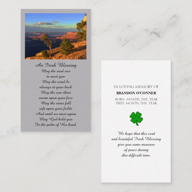 Cartão de Oração Fotográfica Memorial (Frente/Verso)