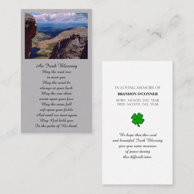 Cartão de Oração Fotográfica Memorial (Frente/Verso)