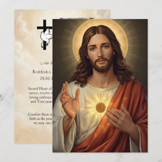 Cartão de Oração Fúnebre Coração Sagrado de Jesus