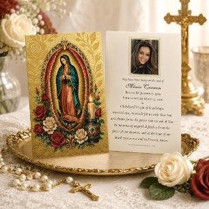 Cartão de oração fúnebre floral de Guadalupe