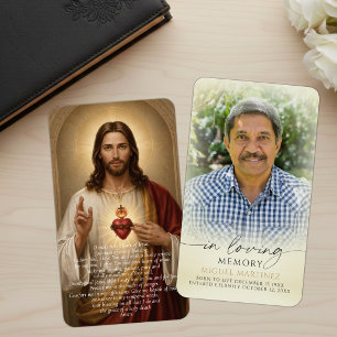Cartão de Oração Fúnebre Foto Sagrado Coração Cató