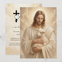 Cartão de Oração Fúnebre Jesus Bom Pastor 5x7 pole