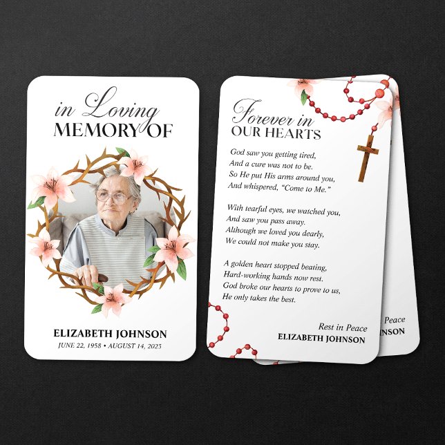 Cartão de Oração Fúnebre Memorial Para Sempre em N (Criador carregado)