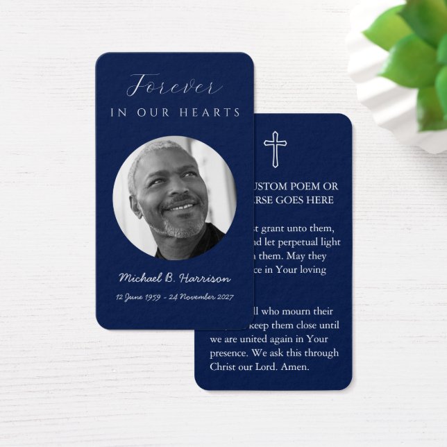 Cartão de Oração Funeral Azul Marinho (Mesa)
