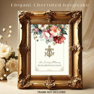 Cartão de Oração Funeral Crucial de Marian Floral