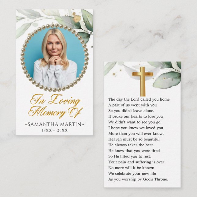 Cartão de Oração Funeral de Foto Botânica (Frente/Verso)