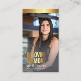 Cartão de Oração Funeral de Foto Dourada e Preta M