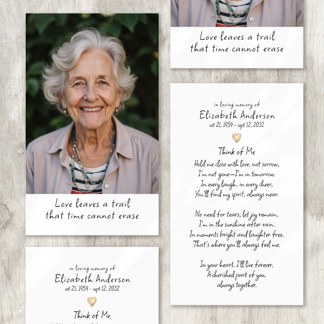 Cartão de Oração Funeral de Foto Dourada Simples (Criador carregado)