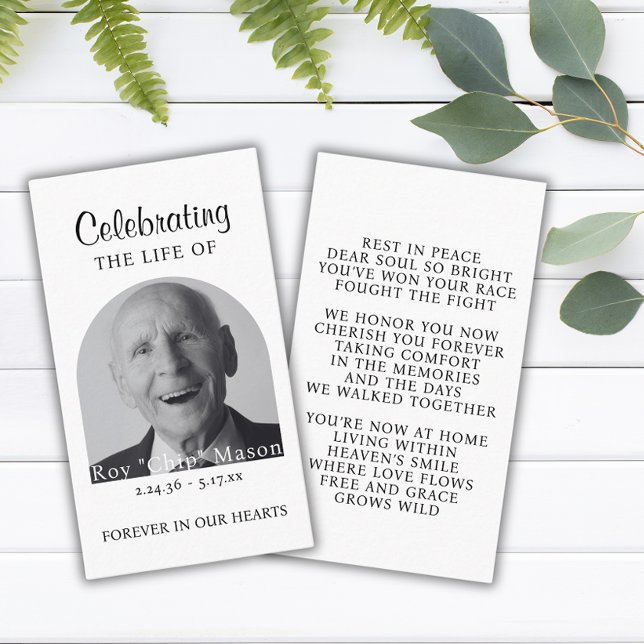 Cartão de Oração Funeral de Foto Elegante (Criador carregado)