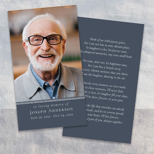 Cartão de Oração Funeral de Foto Simples Azul (Criador carregado)