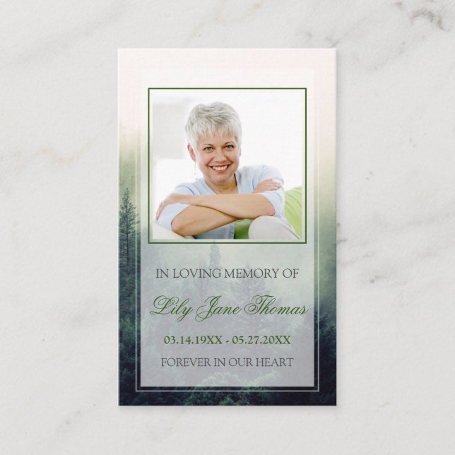 Cartão de Oração Funeral Florestal, Cartão de Oraç (Frente)