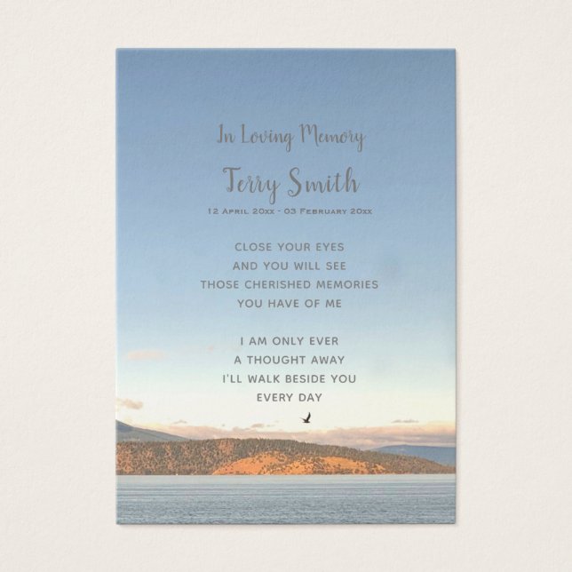 Cartão de Oração Funeral/Memorial (Frente)