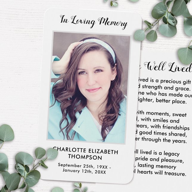 Cartão de Oração Funeral Memorial Moderno (Criador carregado)