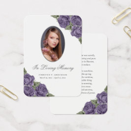 Cartão de Oração Funeral Memorial Purple Silver