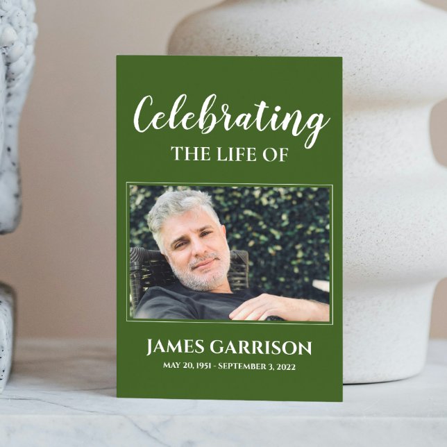 Cartão de Oração Funeral Memorial Verde Escuro com (Criador carregado)