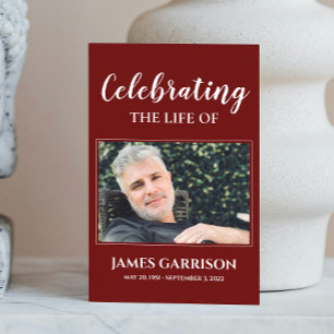 Cartão de Oração Funeral Memorial Vermelho Escuro 