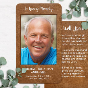 Cartão de Oração Funeral Simples de Foto Memori