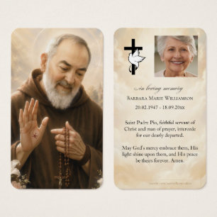 Cartão de Oração Funerária do Santo Padre Pio