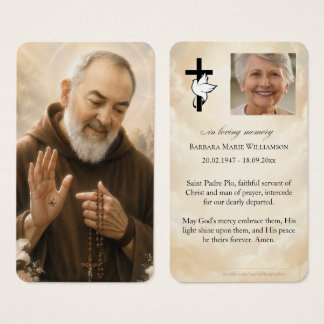 Cartão de Oração Funerária do Santo Padre Pio