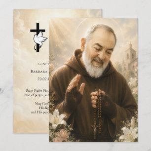 Cartão de Oração Funerária do Santo Padre Pio 5x7