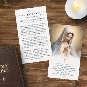 Cartão de Oração Funerária Personalizado da Virgem