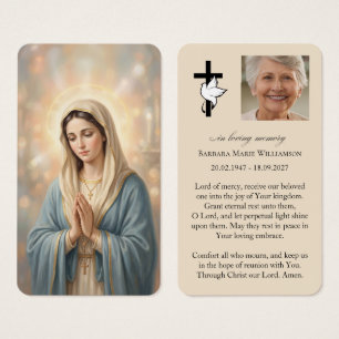 Cartão de Oração Funerária Personalizado Mãe Maria