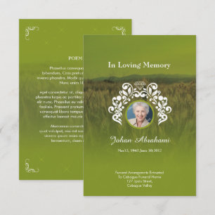 Cartão de oração funerário