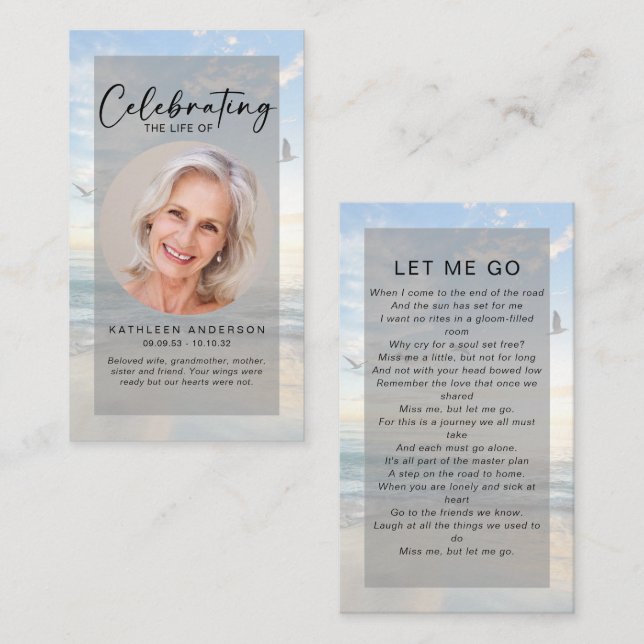 Cartão de Oração Memorial | Aves do oceano (Frente/Verso)