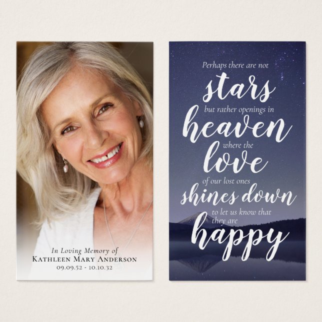 Cartão de Oração Memorial de Foto (Frente & Verso)