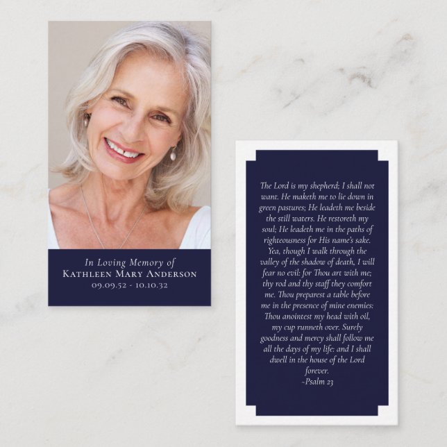 Cartão de Oração Memorial de Fotografia Moderna Az (Frente/Verso)