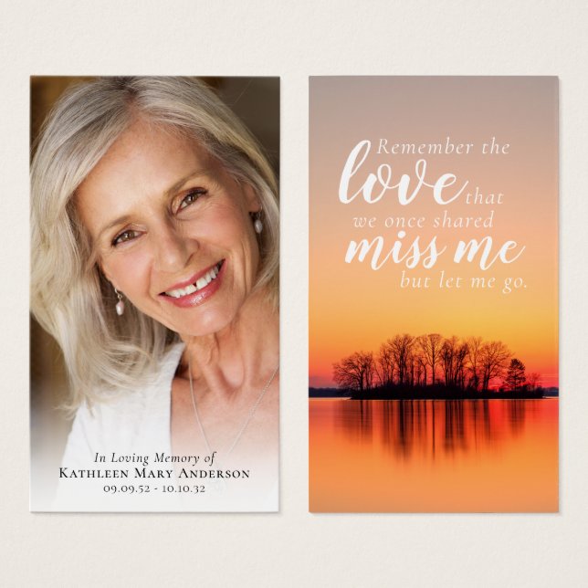 Cartão de Oração Memorial de Fotografia Sunset (Frente & Verso)