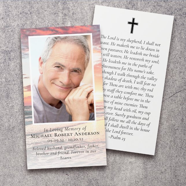 Cartão de Oração Memorial de Fotografia Sunset (Criador carregado)