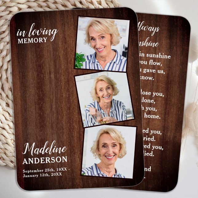 Cartão de Oração Memorial de Imagens Rustic Funera (Criador carregado)