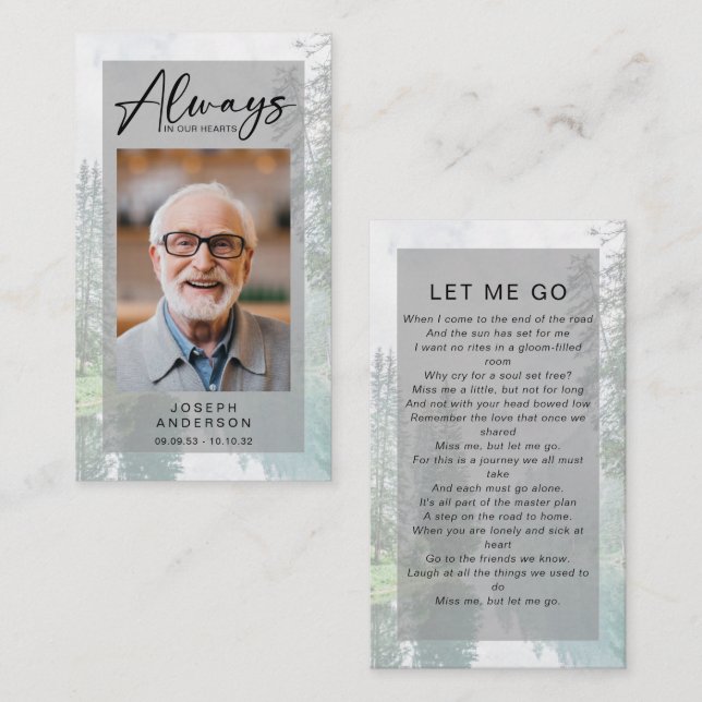 Cartão de Oração Memorial | Florestas (Frente/Verso)