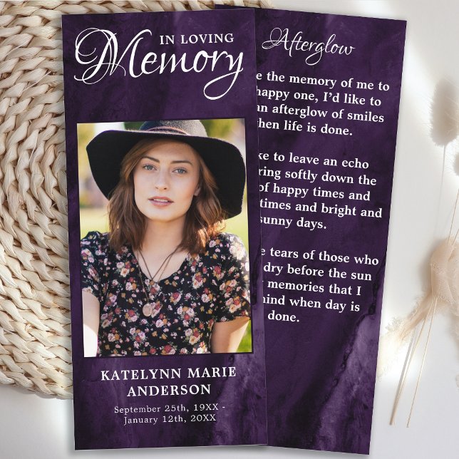 Cartão de Oração Memorial Foto do Funeral de Mármo (Criador carregado)