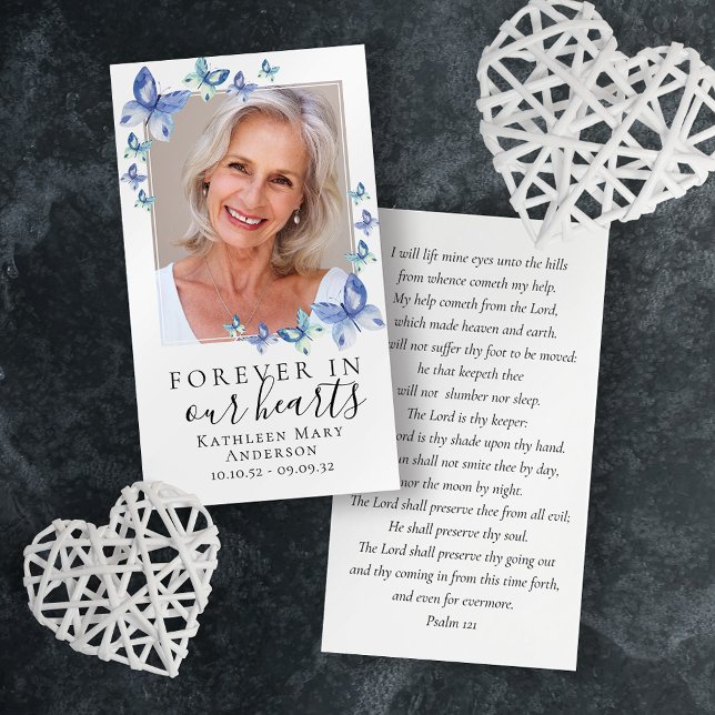 Cartão de Oração Memorial Fotográfico Azul Borbole (Criador carregado)