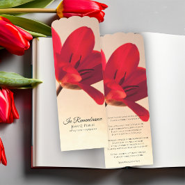 Cartão de Oração Memorial Funeral Red Tulip Primav