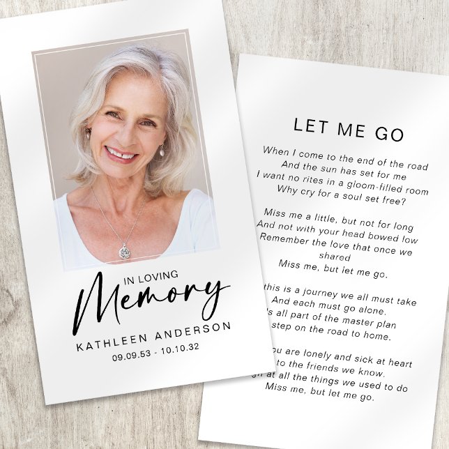 Cartão de Oração Memorial | Na Memória Amante (Criador carregado)