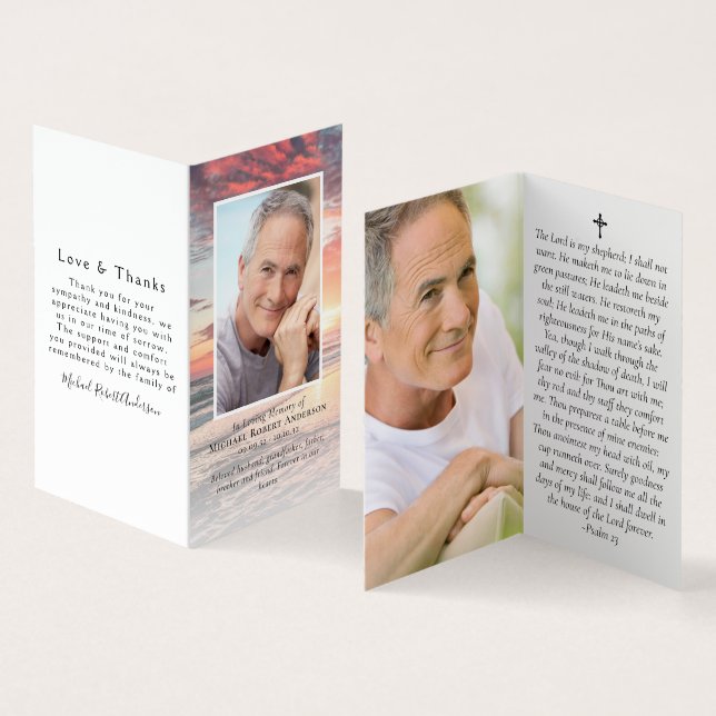 Cartão de Oração Memorial para o Oceano Sunset Dob (Interior e exterior)