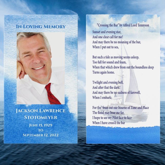 Cartão de Oração Memorial para Simpatia Fotográfic (In Loving Memory Keepsake Card for funerals, Celebration of Life or insert in a Thank you card. )