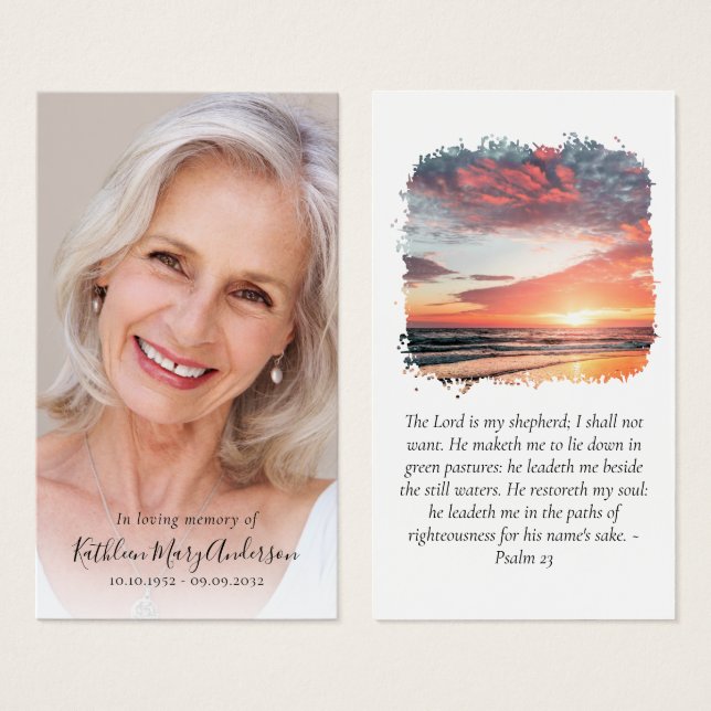 Cartão de Oração Memorial Sunset (Frente & Verso)