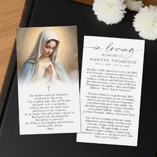 Cartão de Oração Memorial Virgem Maria O Pai Nosso