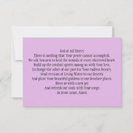 Cartão de Oração para a Reparação de Corações Queb