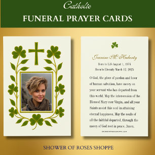 Cartão de Oração para Memória do Funeral Verde do 