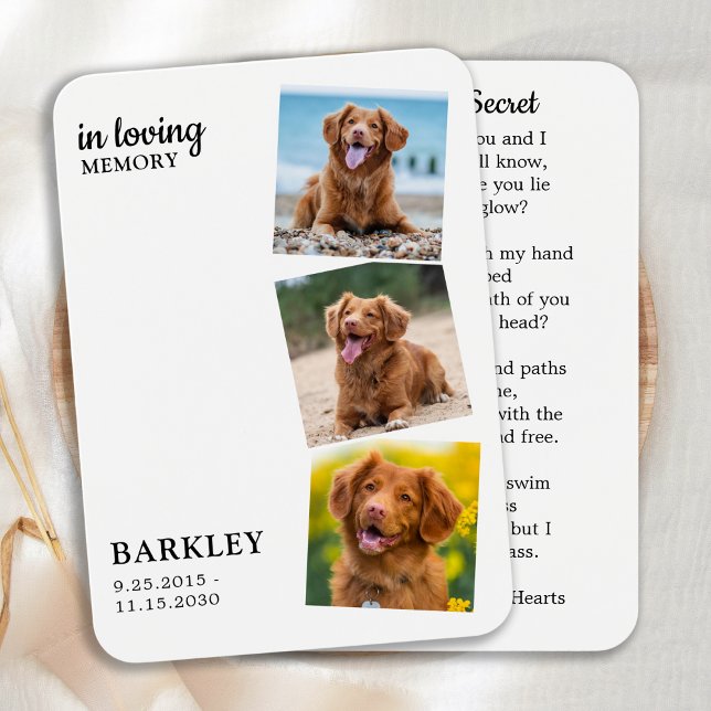 Cartão de Oração para o Keepsaoket Memorial do Pet (Criador carregado)