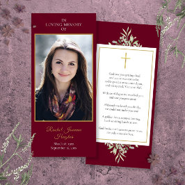 Cartão de Oração para o Memorial do Funeral