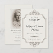 Cartão de Oração para Serviço Memorial Elegante Fu