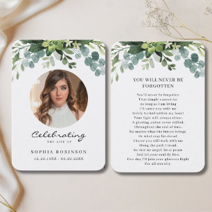 Cartão de Oração Simples Foto Floral Funeral Memor